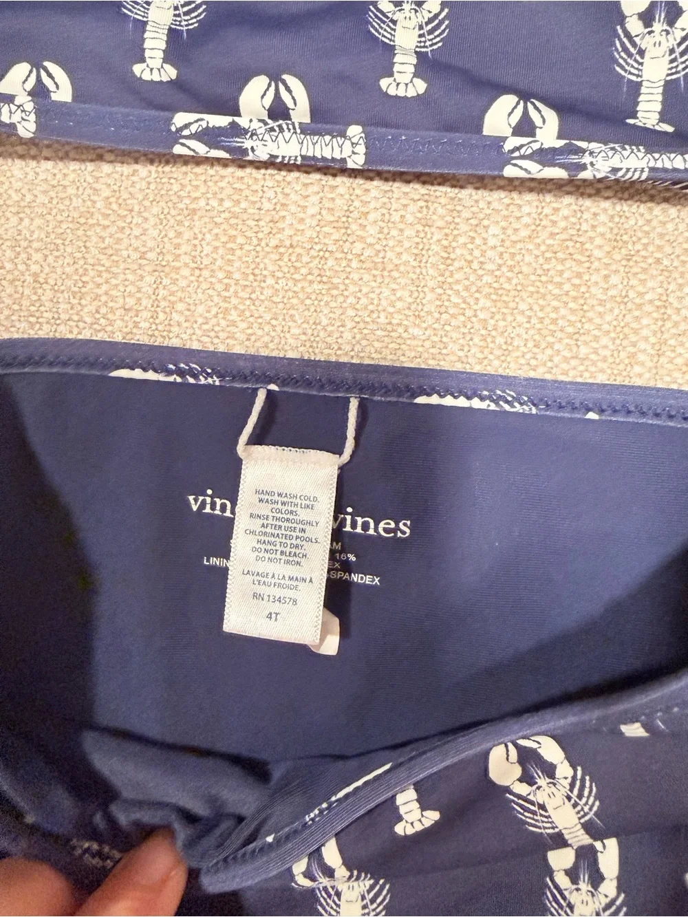 Vineyard Vines Navy and White Lobster Two-Piece Girls' Swim Set